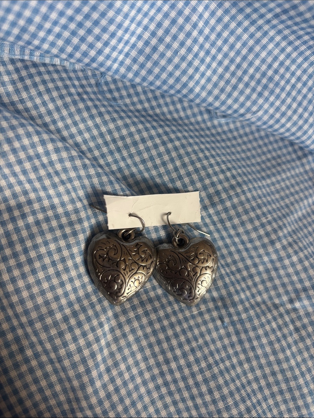 Heart Shaped Filigree Silver Drop Earrings